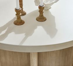 Cayman Concrete &amp; Eucalyptus Round Outdoor Dining Table (48&quot;)