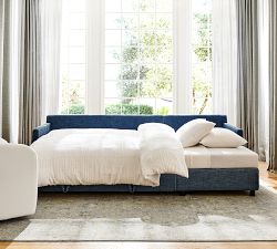 Pacifica Slim Arm Trundle Chaise Sleeper Sectional - Storage Available (99&quot;)