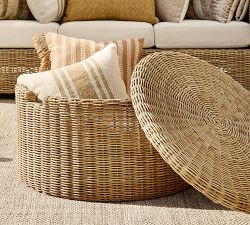 Huntington Wicker Round Outdoor Coffee Table with Storage (34&quot;)