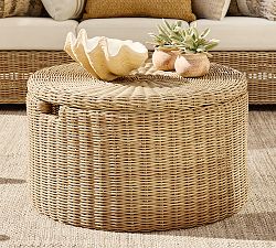 Huntington Wicker Round Outdoor Coffee Table with Storage (34&quot;)