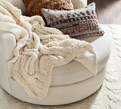 Alpine Handknit Cable Sherpa Back Throw