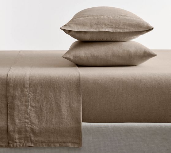 West elm belgian Flax Linen on sale Sheet set king size silver mist