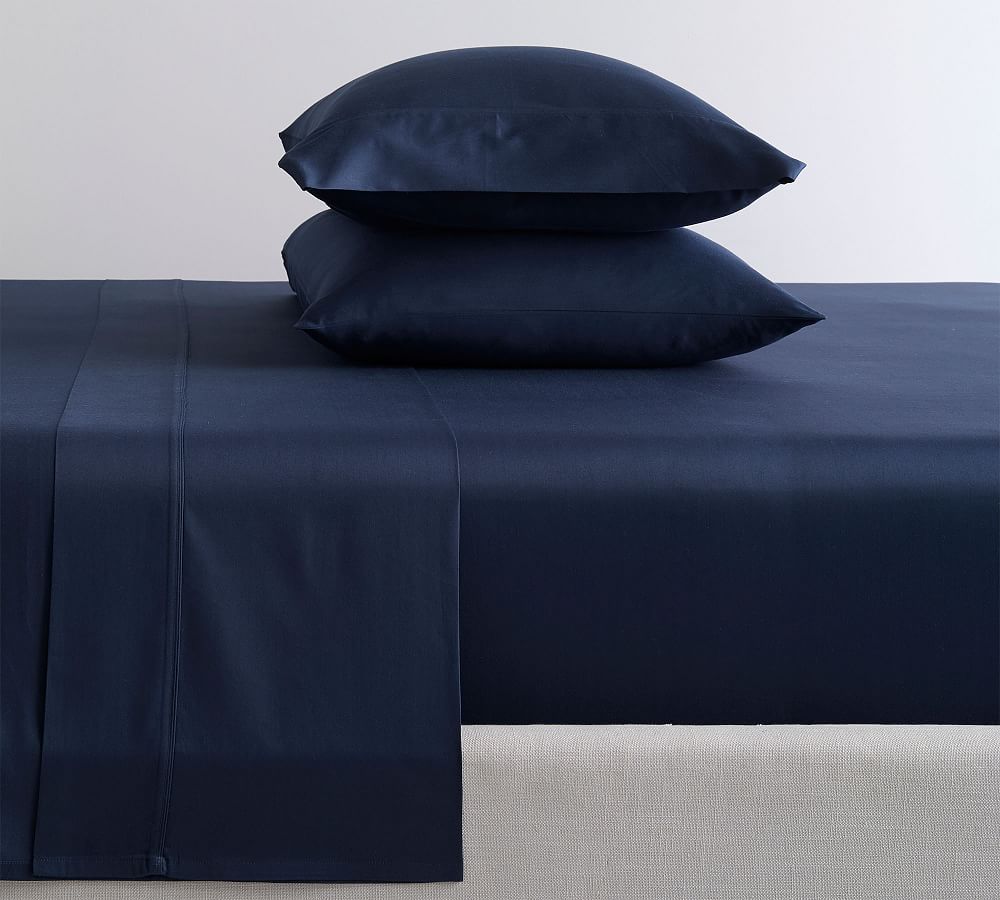 400-Thread-Count Organic Percale Sheet Set (Navy)