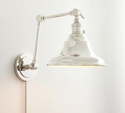 Curved Metal Bell Plug-in Articulating Sconce (10&quot;)