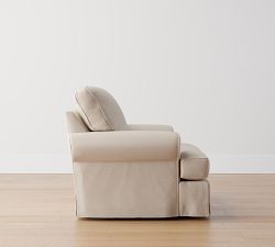 Buchanan Roll Arm Slipcovered Swivel Chair