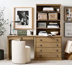 Printer's Writing Desk with Bookcase &amp; File Cabinet