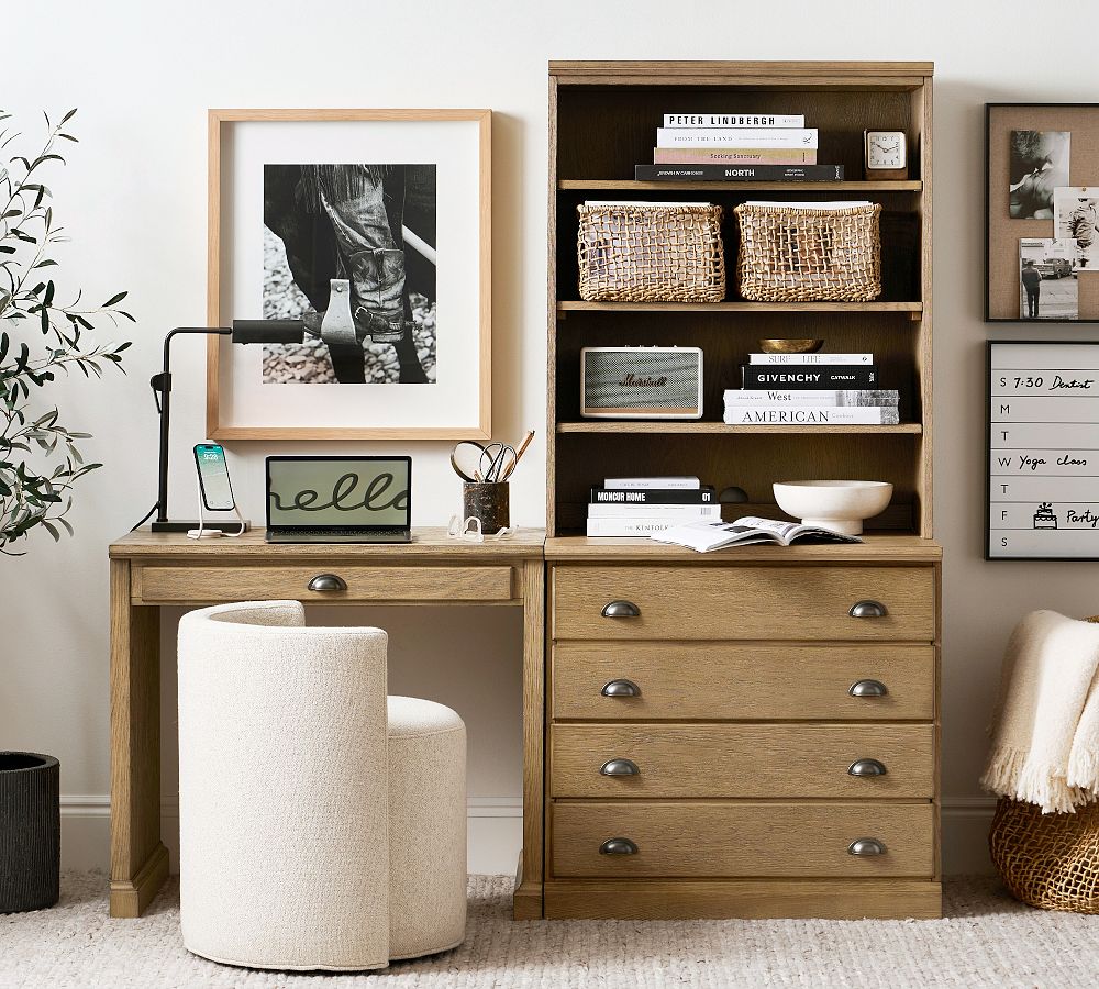 Printer's Writing Desk with Bookcase &amp; File Cabinet