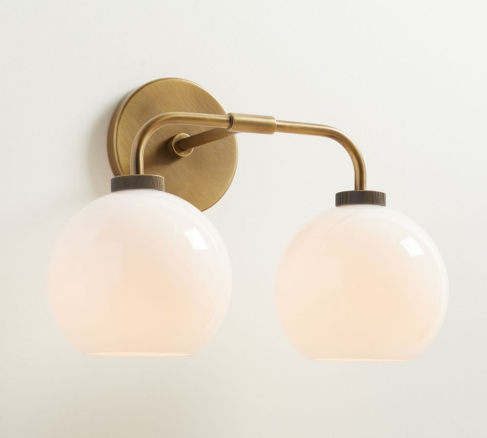 Reagan Milk Double Globe Sconce (17&quot;)