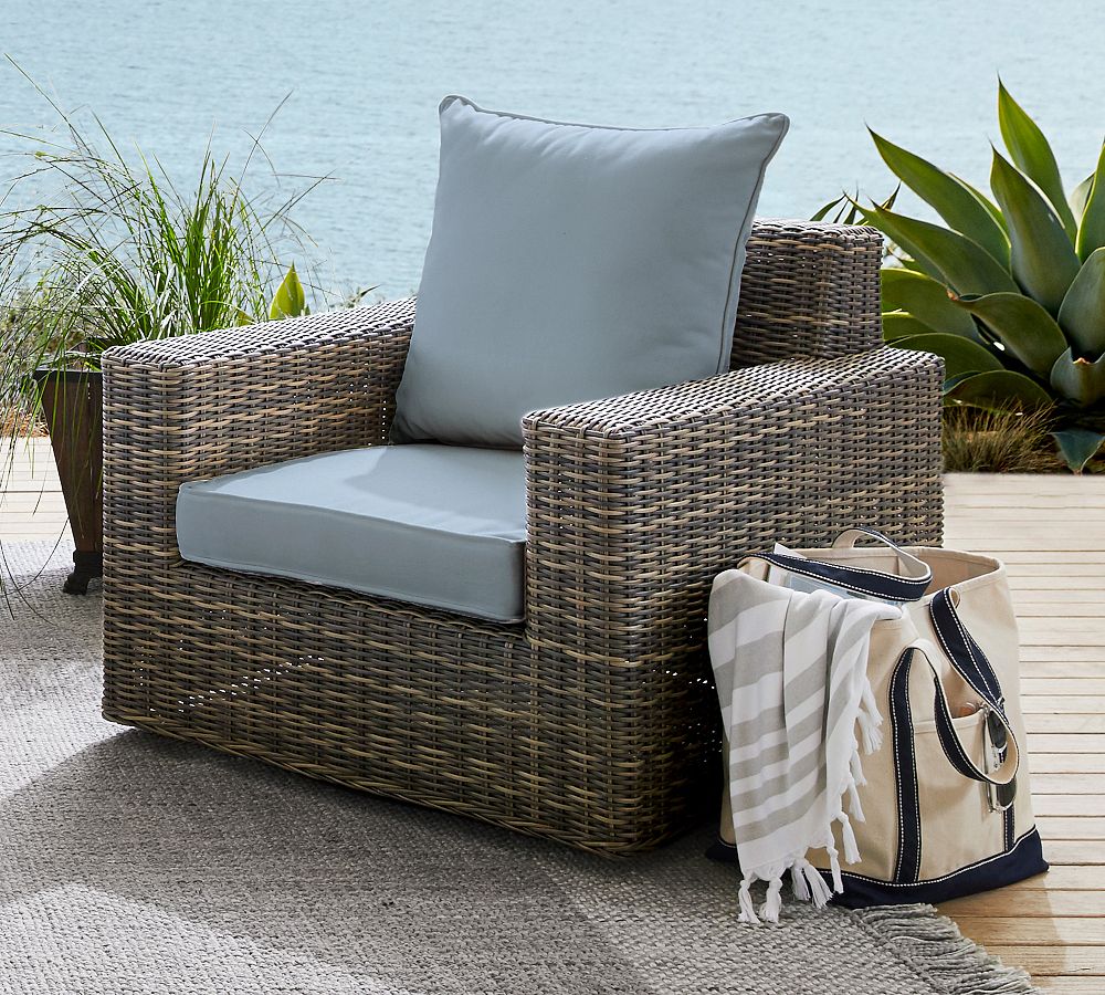 Torrey Wicker Square Arm Swivel Outdoor Lounge Chair