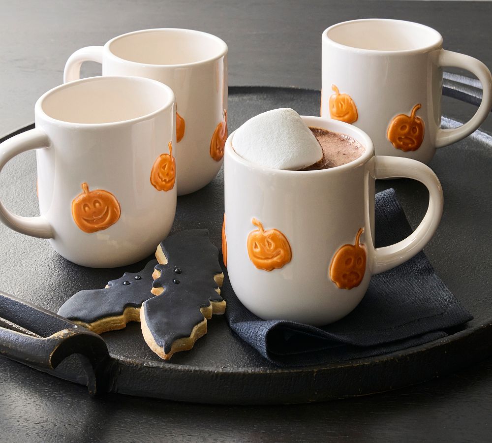 Jack-O-Lantern Stoneware Icon Mugs - Set of 2