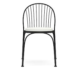Metal Bistro Outdoor Chair Cushion High Performance Stripe Petite Stripe Oatmeal Pottery Barn