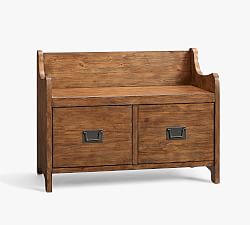 Wade 34.5" Entryway Bench with Drawers, Weathered Pine