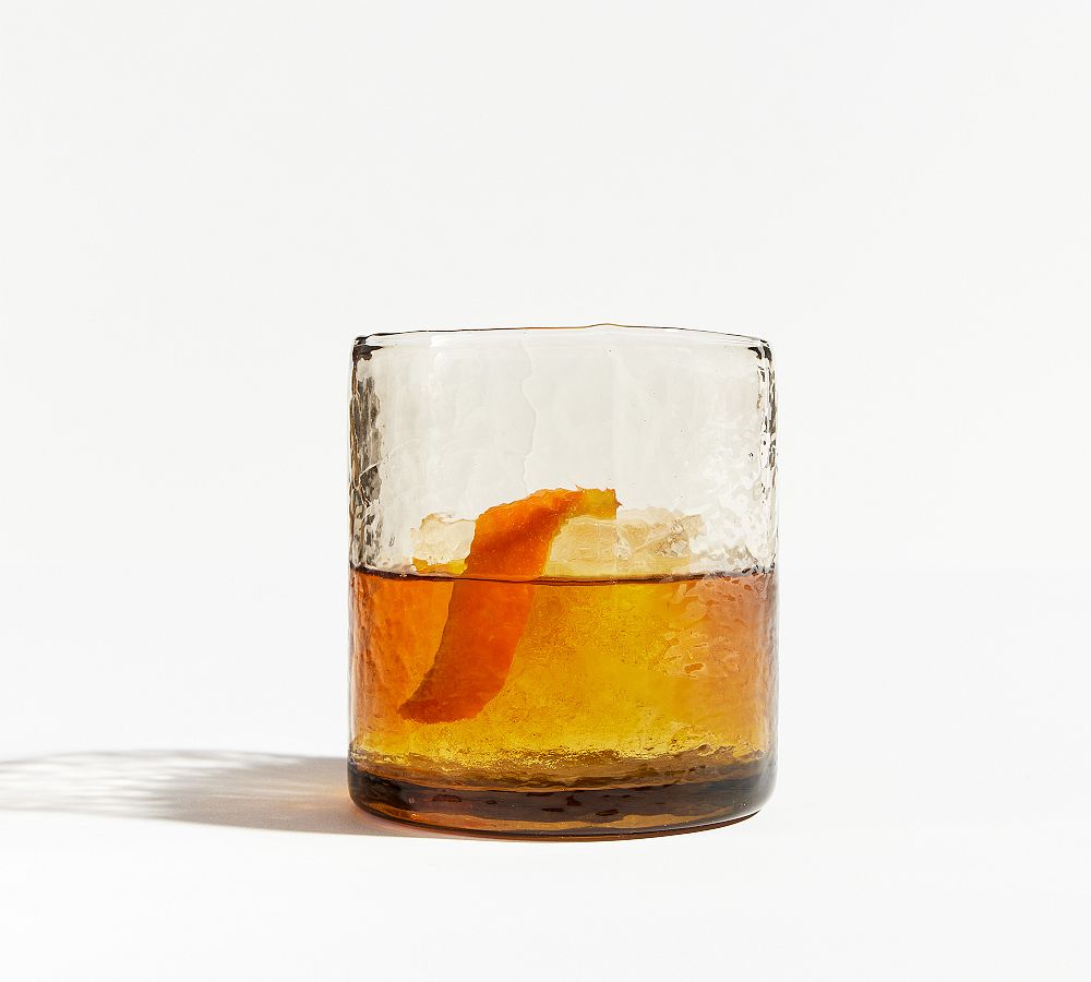 Smoke Color Short Hammered Handcrafted Drinking Glasses 8.8 oz