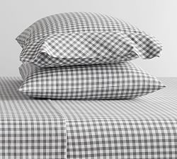 Gingham Check Organic Percale Pillowcases - Set of 2