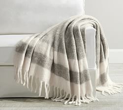 Faux Mohair Striped Throw
