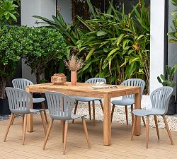 Saldano 7-Piece Teak Rectangular Dining Table Set