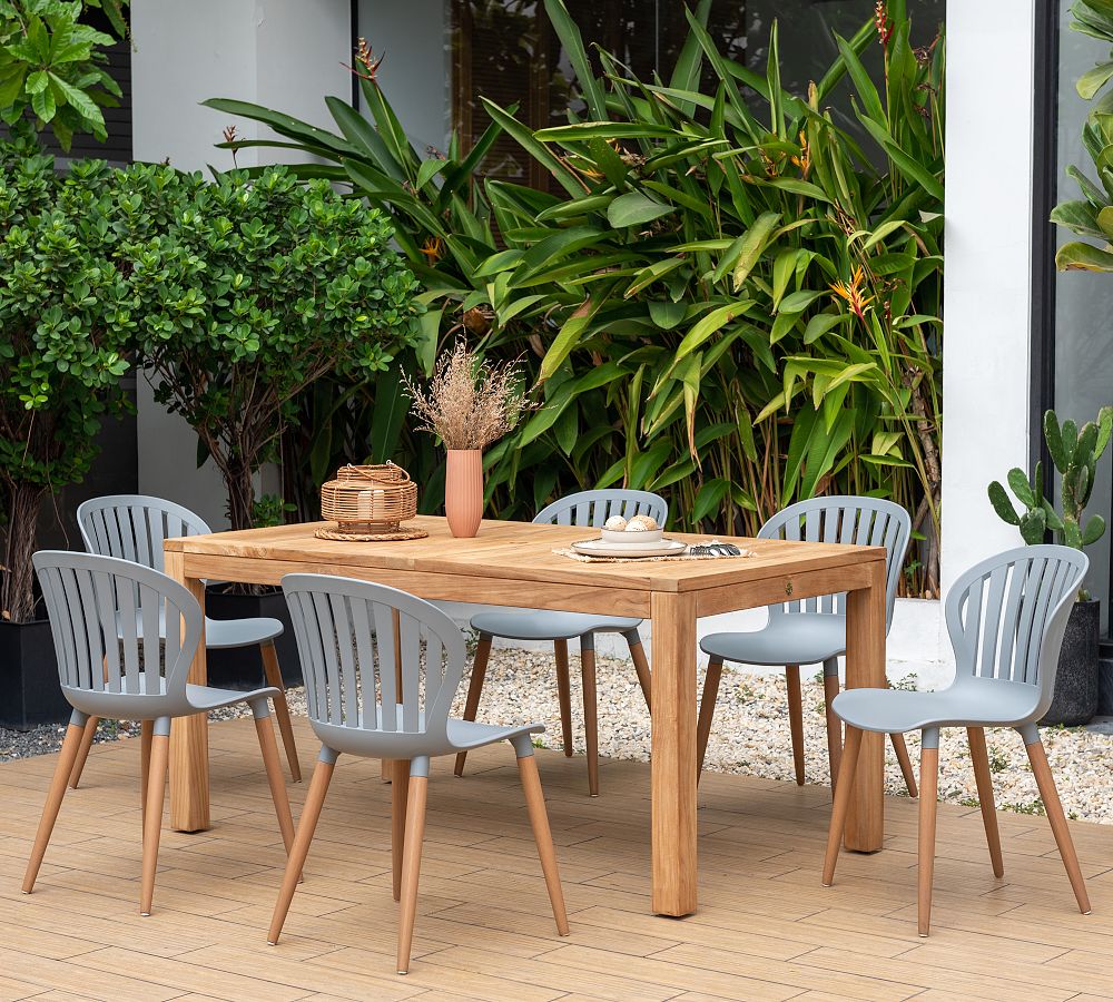Saldano 7-Piece Teak Rectangular Dining Table Set