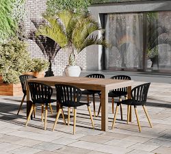 Saldano 7-Piece Teak Rectangular Dining Table Set