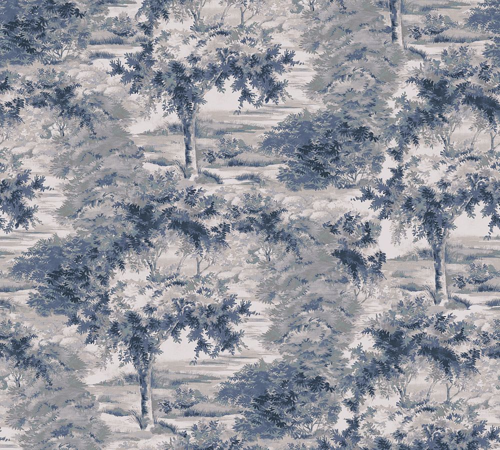 Jardin Toile Wallpaper, Sample - Blue