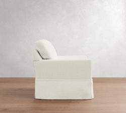 Buchanan Modern Square Arm Slipcovered Swivel Chair