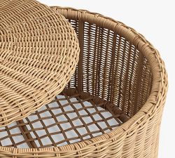 Huntington Wicker Round Outdoor Coffee Table with Storage (34&quot;)