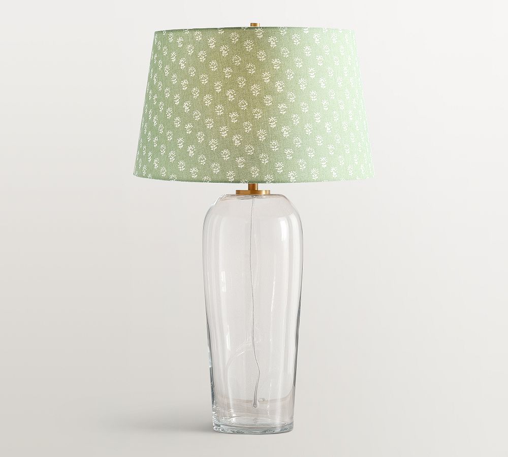 Carter Glass Table Lamp with Kravet Petite Floral Shade (29&quot;)