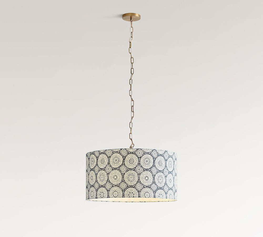 Kravet Medallion Linen Drum Pendant (24&quot;)