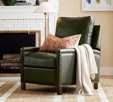 Tyler Leather Square Arm Recliner Chair Pottery Barn