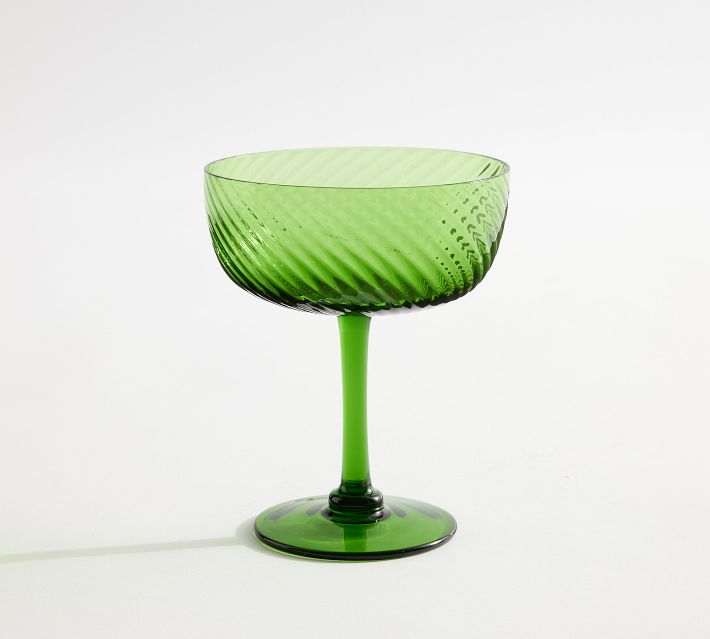 Green Swirl Coupe Glasses