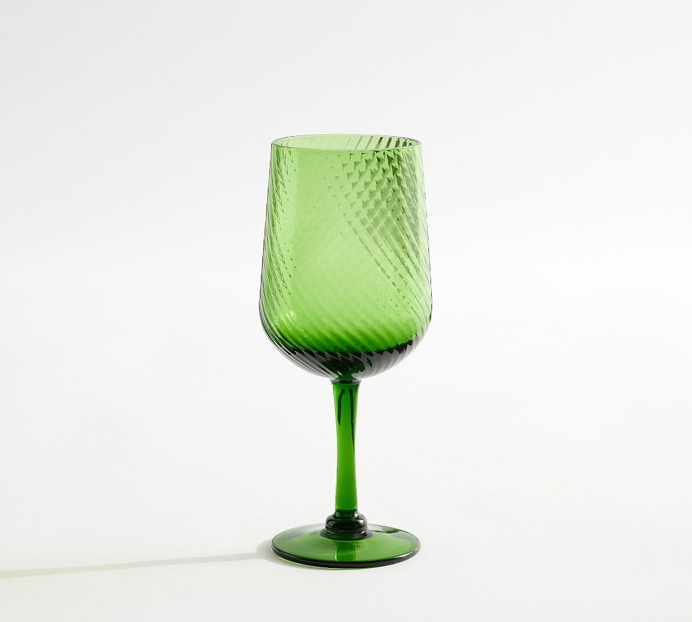 Green Swirl Wine Stem Glasses