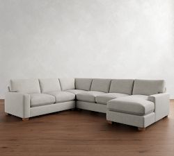 PB Comfort Modern Square Arm L-Shaped Chaise Sectional (134&quot;)
