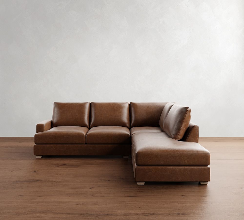 Canyon Square Arm Leather 3-Piece Bumper Sectional (119&quot;)