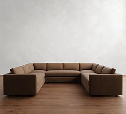 Carmel Slim Arm Leather U-Shaped Sectional (174&quot;&ndash;186&quot;)