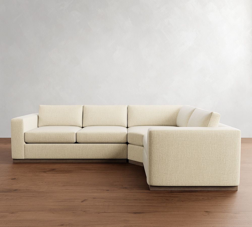 Carmel Wide Arm Wood Base 3-Piece Wedge Sectional (123&quot;)