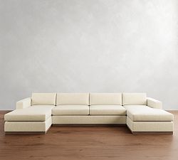 Carmel Wide Arm Wood Base Double Chaise Sectional (144&quot;&ndash;176&quot;)