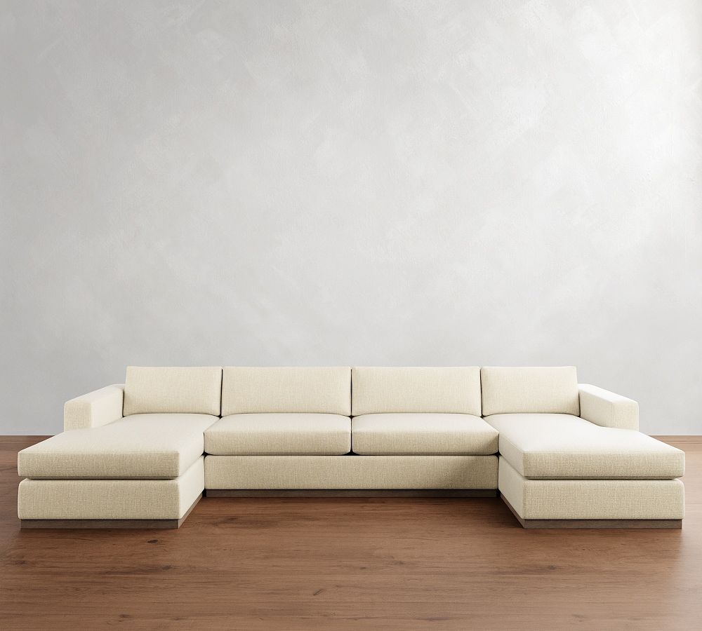 Carmel Wide Arm Wood Base Double Chaise Sectional (144&quot;&ndash;176&quot;)