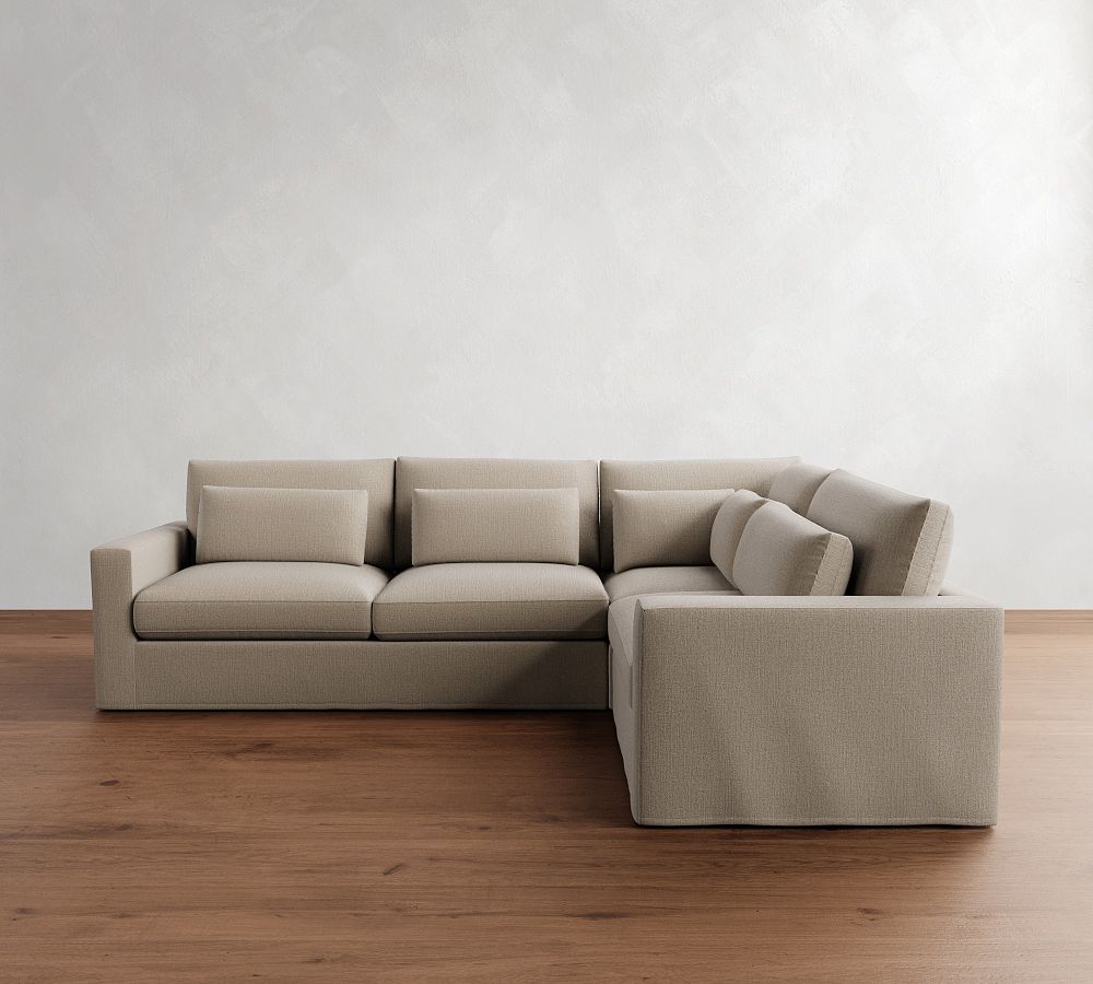 Westwood Square Arm Deep Seat Slipcovered 3-Piece Sectional (122&quot;)