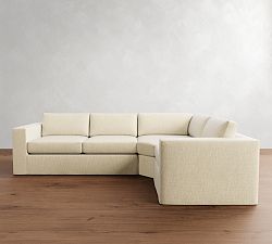 Carmel Wide Arm Slipcovered 3-Piece Wedge Sectional (123&quot;&ndash;129&quot;)