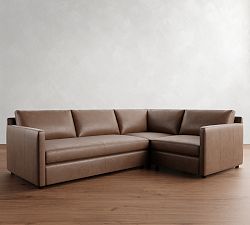 Pacifica Slim Arm Leather 3-Piece Sectional (106&quot;)