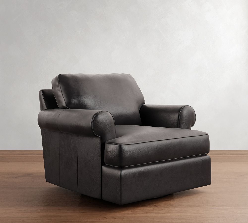 Townsend Roll Arm Leather Swivel Chair