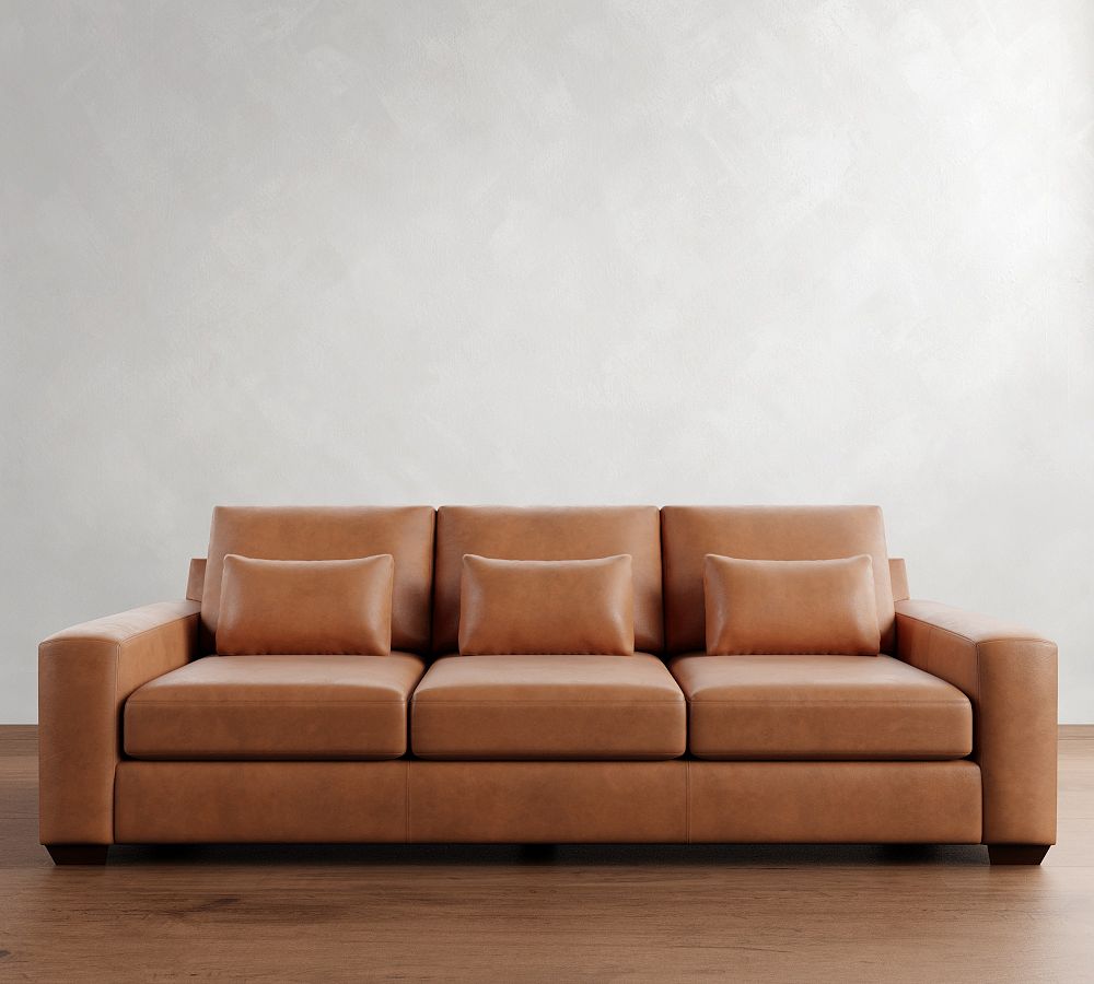 Big Sur Square Arm Deep Seat Leather Sofa (76&quot;&ndash;105&quot;)