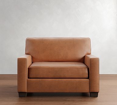 Buchanan Square Arm Leather Twin Sleeper Sofa Pottery Barn