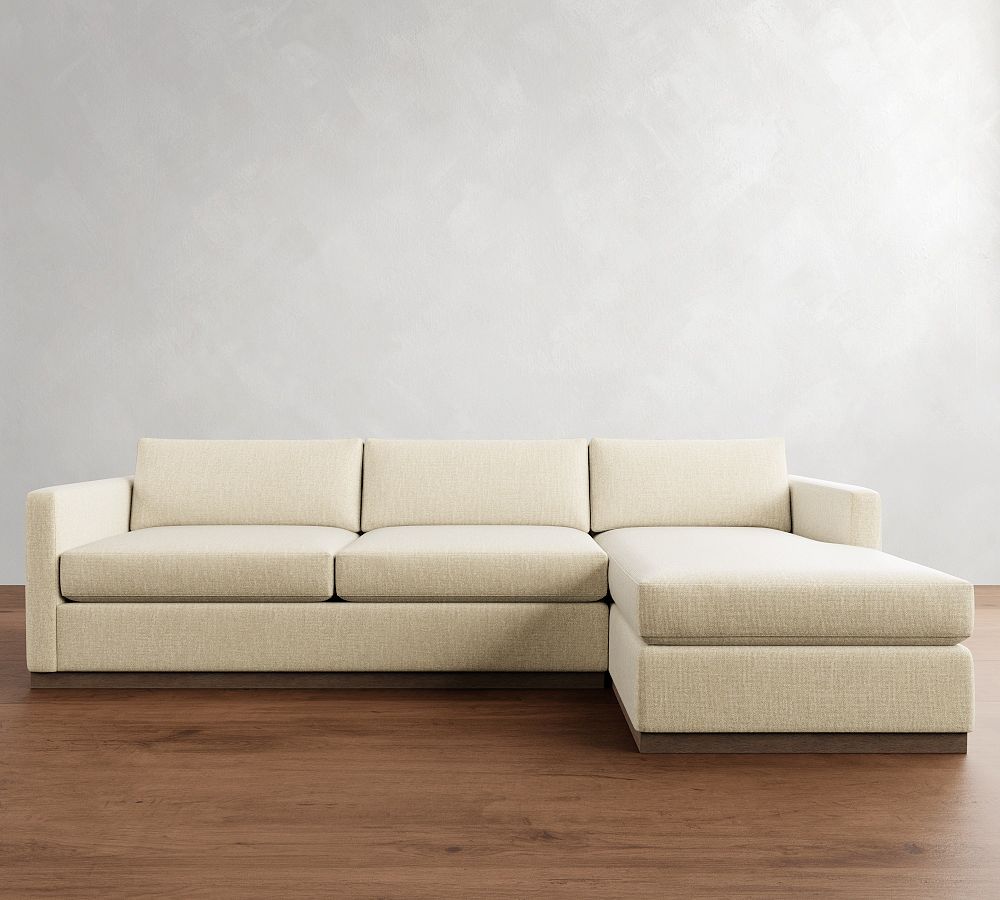 Carmel Slim Arm Wood Base Chaise Sectional (107&quot;&ndash;129&quot;)