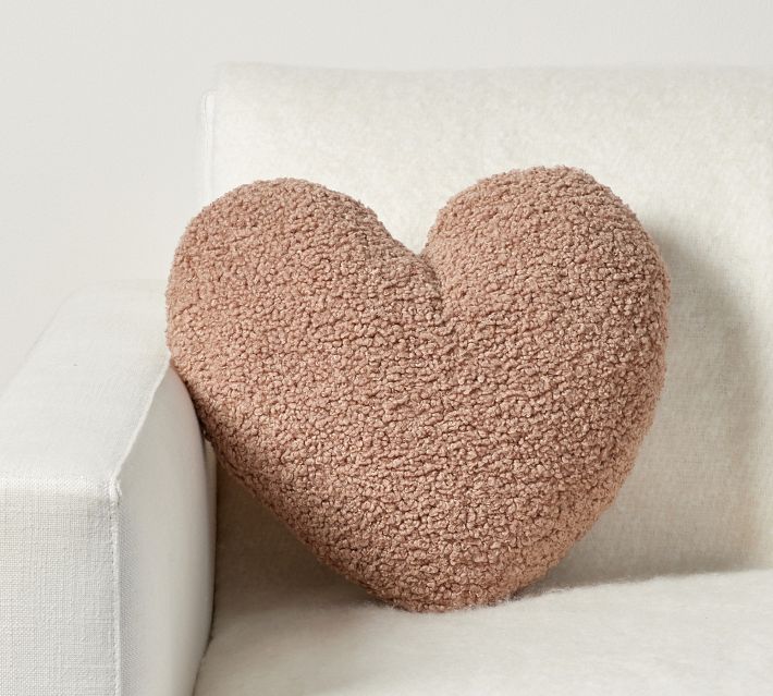 Cozy Teddy Faux Fur Heart Shaped Pillow Pottery Barn