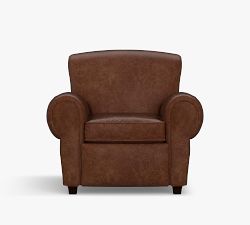 Manhattan Roll Arm Leather Recliner