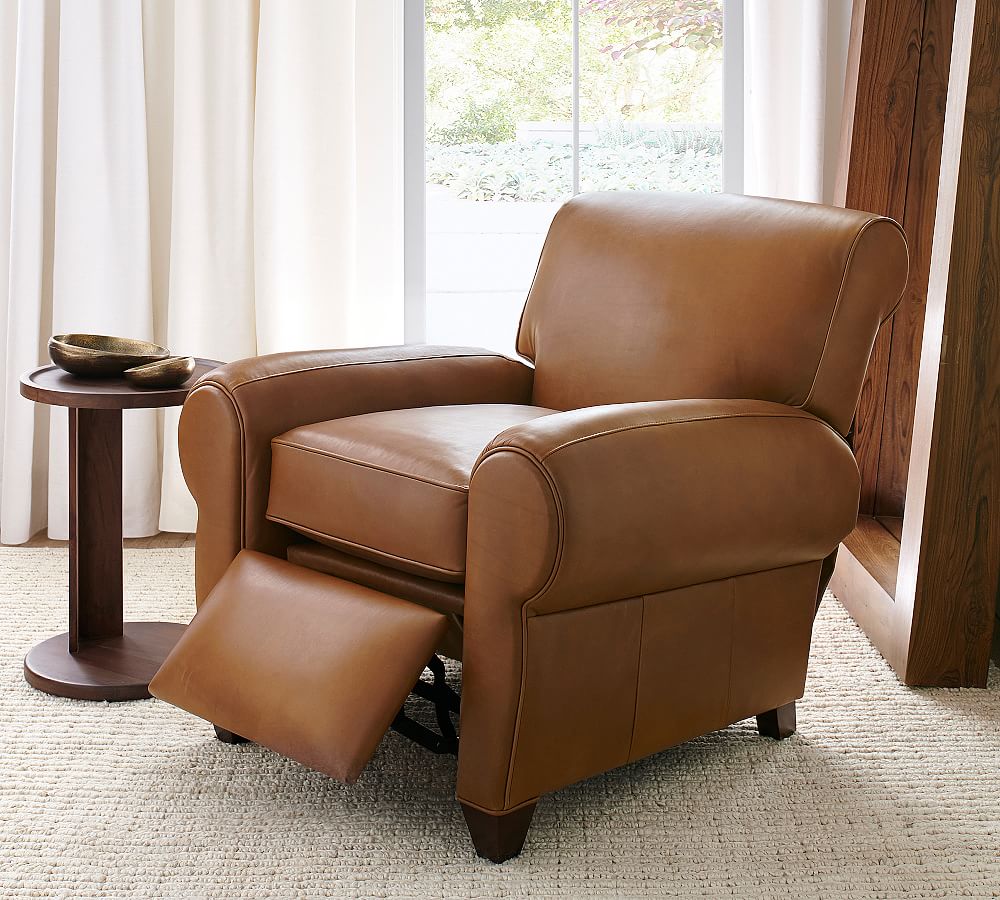 Manhattan Roll Arm Leather Recliner