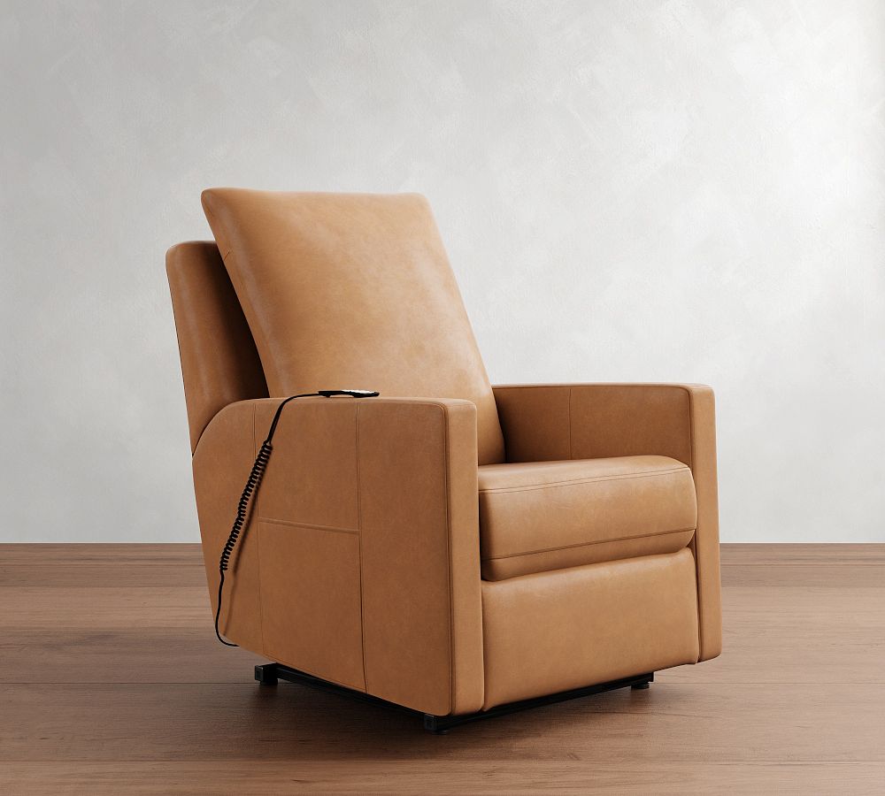 Ayden Square Arm Leather Power Lift Recliner with Massage &amp; Heat