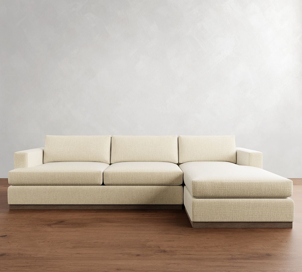 Carmel Recessed Arm Wood Base Chaise Sectional (110&quot;&ndash;133&quot;)