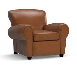 Manhattan Roll Arm Leather Recliner