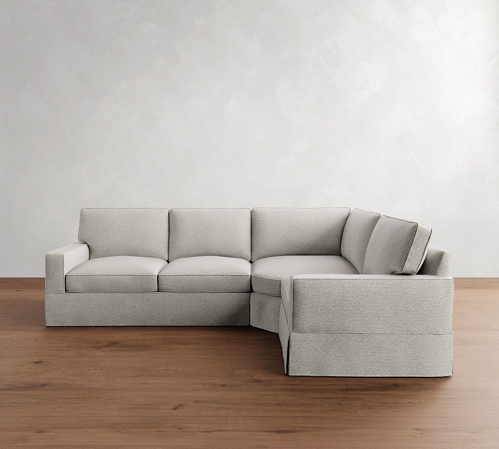 PB Comfort Square Arm Slipcovered 3-Piece Wedge Sectional (114&quot;)